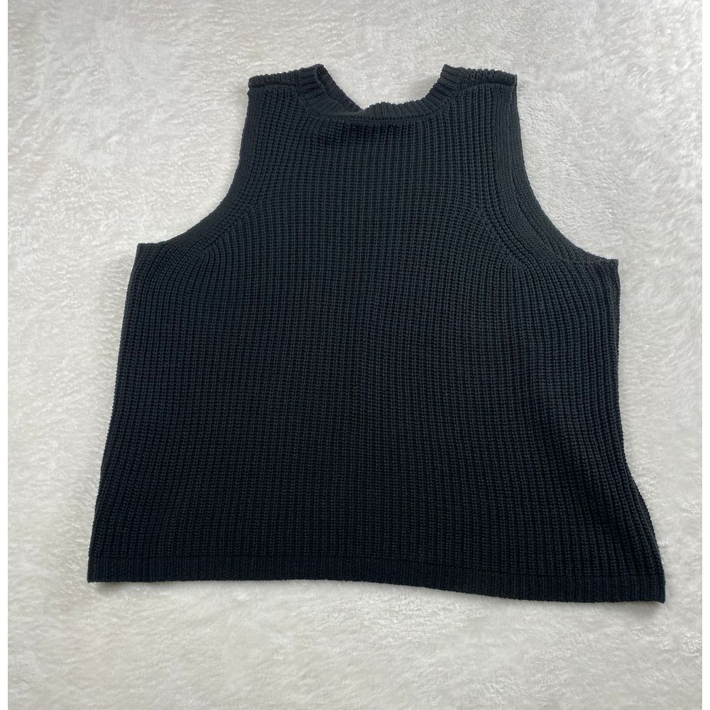 Philosophy Woman Black Sleeveless Sweater Tank Top Crochet Knit 2X